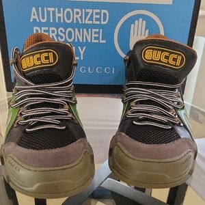 Gucci Black and Olive High-Top Sneakers